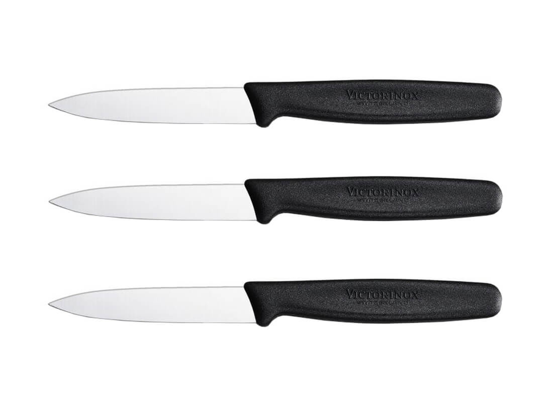 Image of Victorinox Gemüsemesser 8cm glatter Schliff schwarz 3er Set bei nettoshop.ch