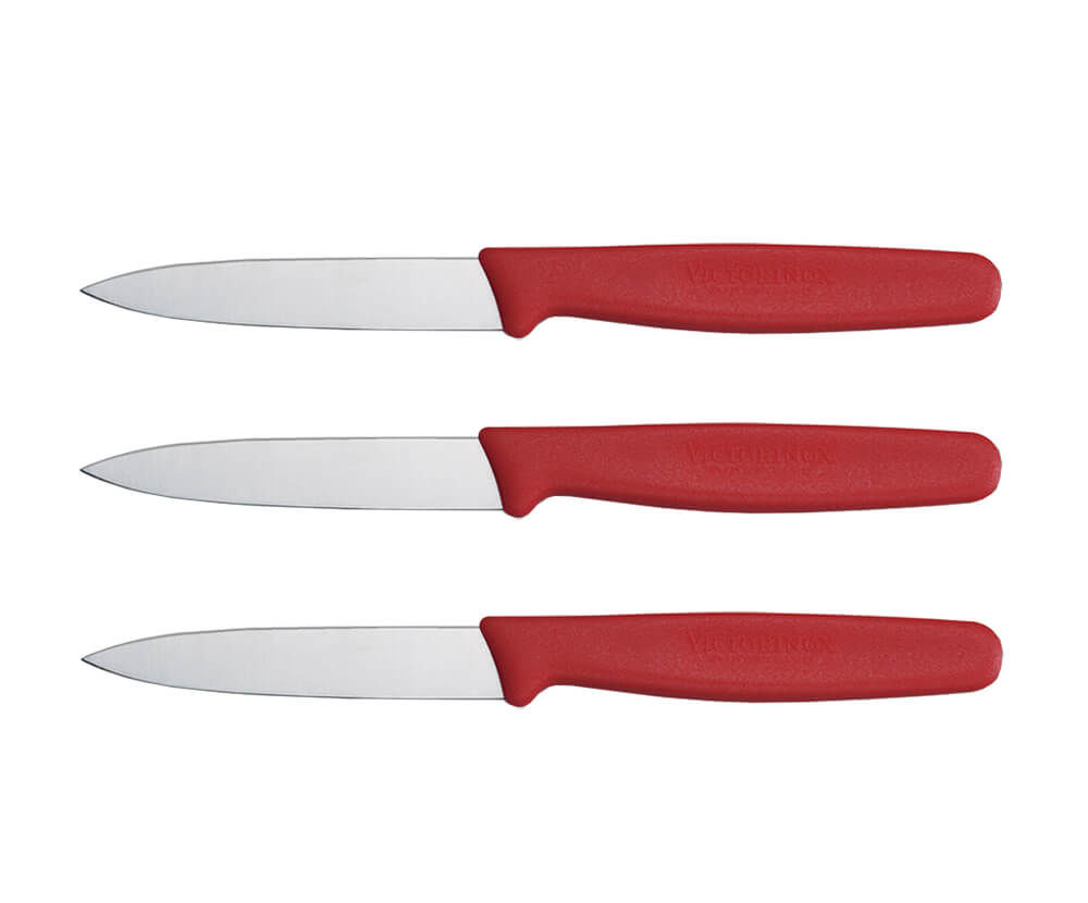 Image of Victorinox Gemüsemesser 8cm glatter Schliff rot 3er Set bei nettoshop.ch