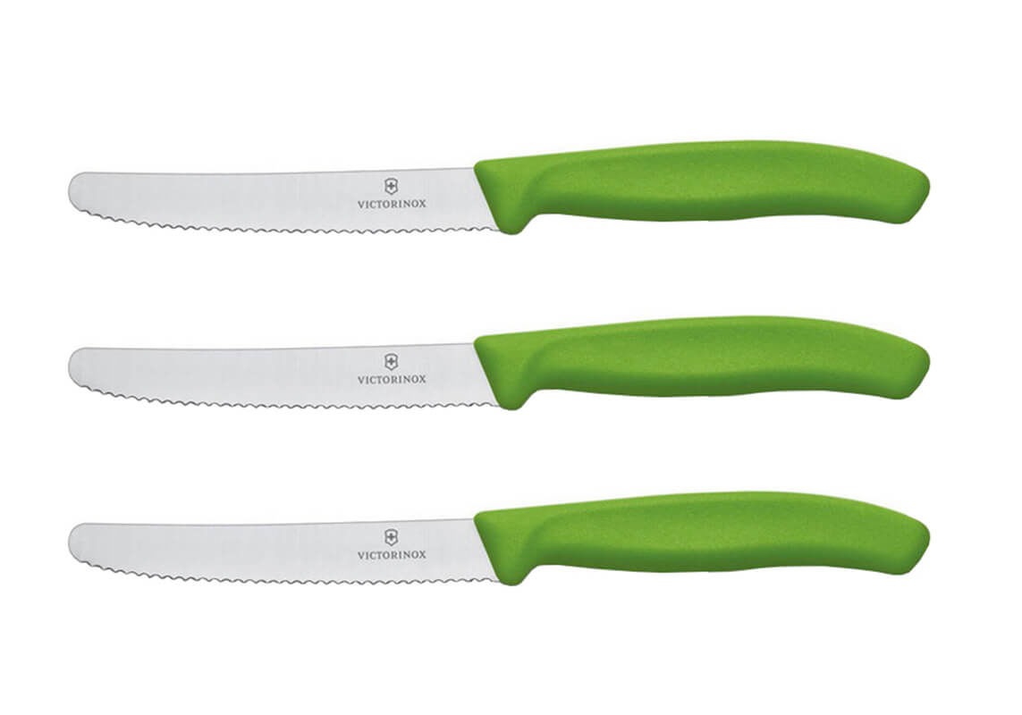 Image of Victorinox Gemüsemesser 11cm Wellenschliff grün 3er Set bei nettoshop.ch