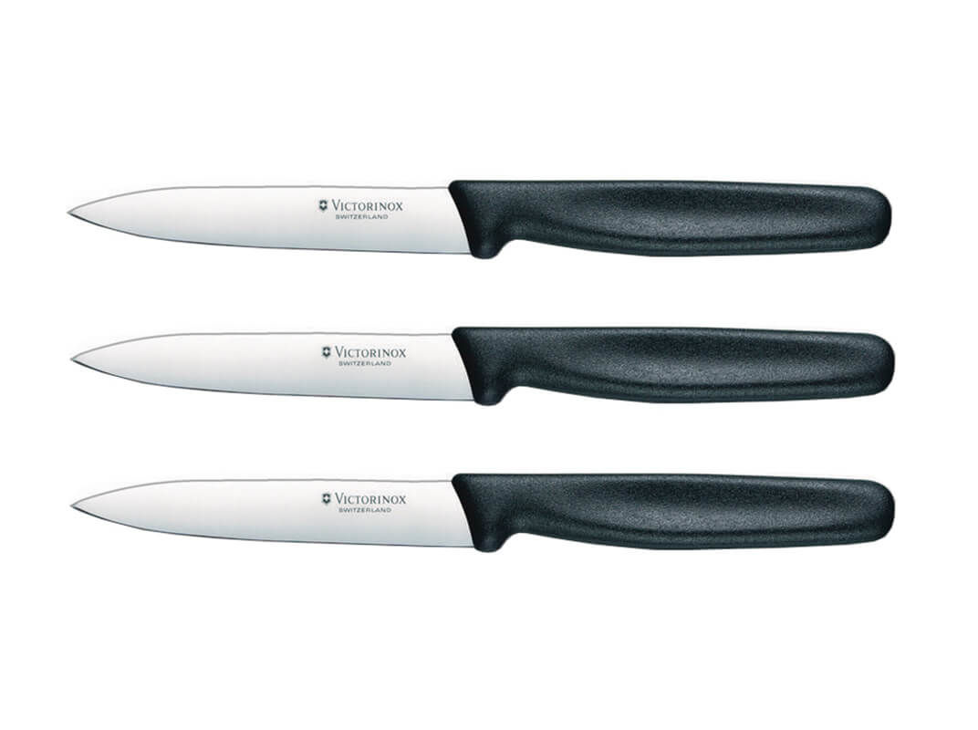 Image of Victorinox Gemüsemesser 10cm glatter Schliff schwarz 3er Set bei nettoshop.ch