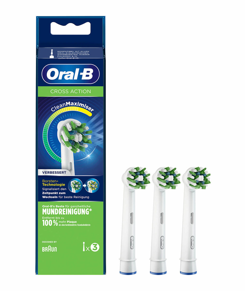 Image of Oral-B CrossAction CleanMaximiser 3er Bürstenkopf weiss bei nettoshop.ch