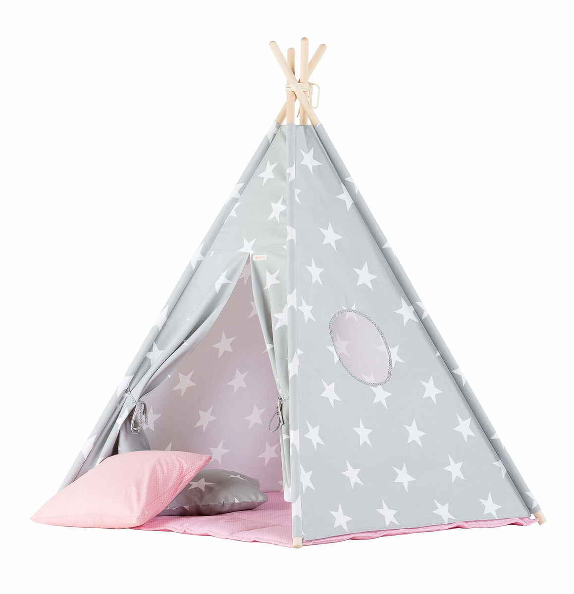 Image of WigiWama Sterne Tipi Zelt grau-rosa bei nettoshop.ch