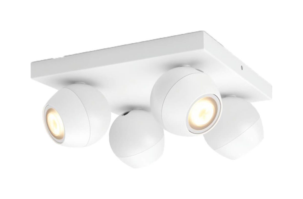 Image of Philips Hue White Amb. Buckram Spot 4 flg. weiss + Dimmschalter bei nettoshop.ch