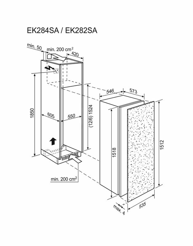 Electrolux Einbaukühlschrank EK136SRWE Weiss, Tür rechts