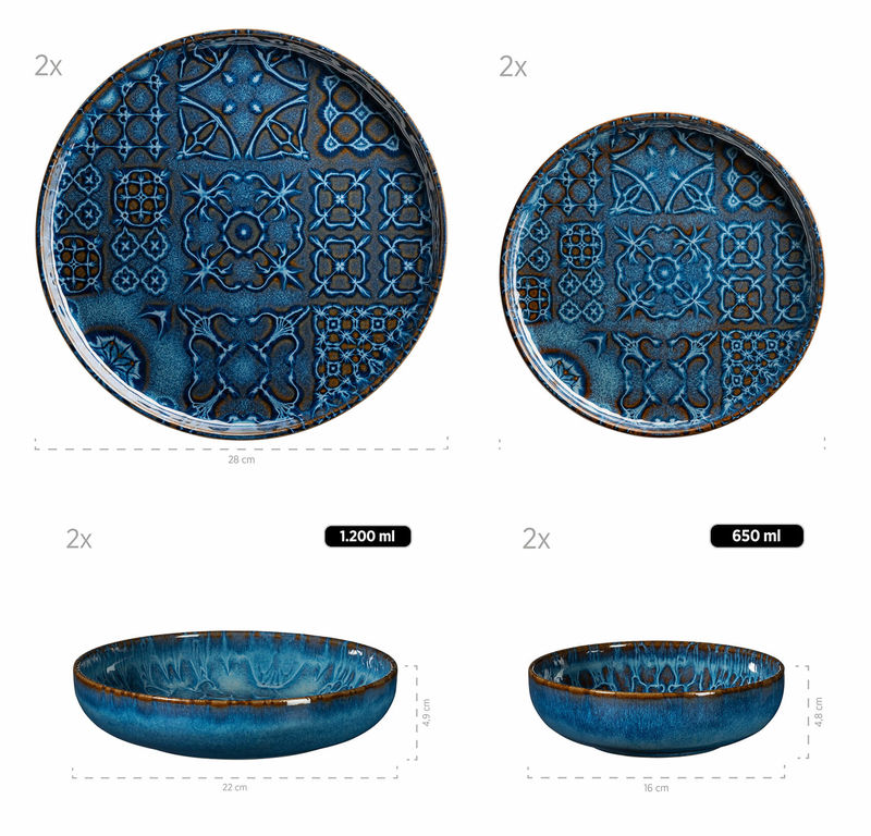 Mäser Tradition Blau 8-teilig Teller kaufen Set Tiles